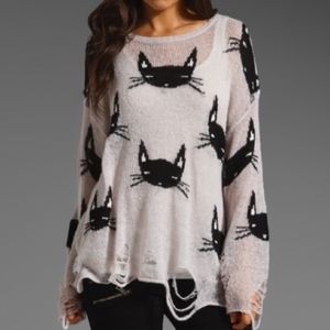 WILDFOX Couture Lennon Cat Face Sweater